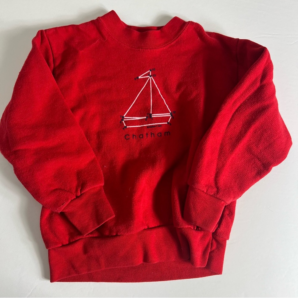Vintage Chatham, Cape Cod Crewneck Sweatshirt Toddler Red Sailboat Size 4